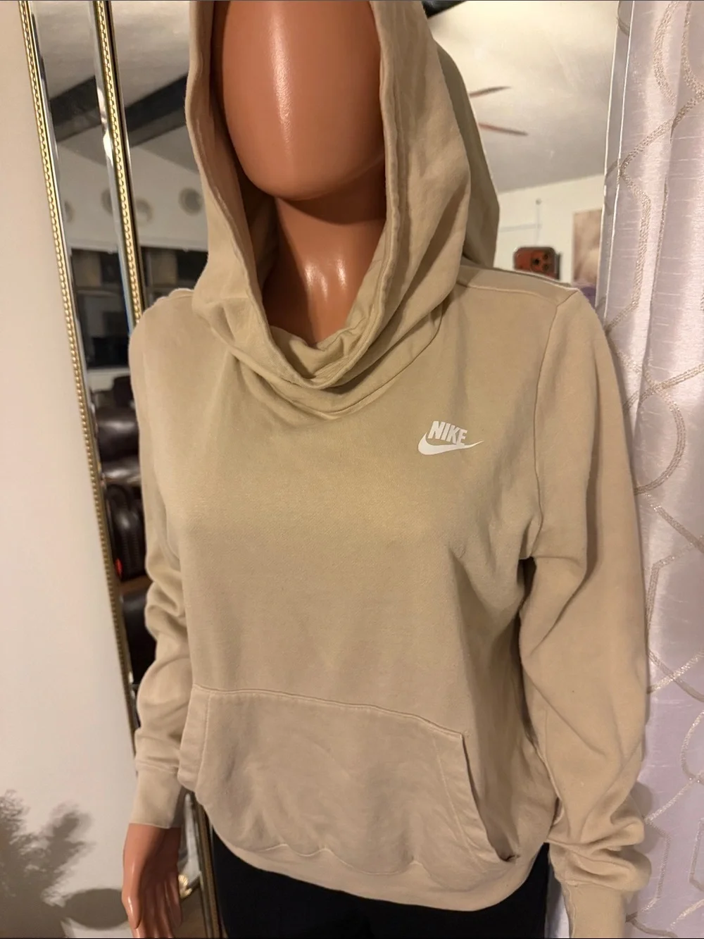 Nike Women's Tan Hooded Pullover Sweatshirt